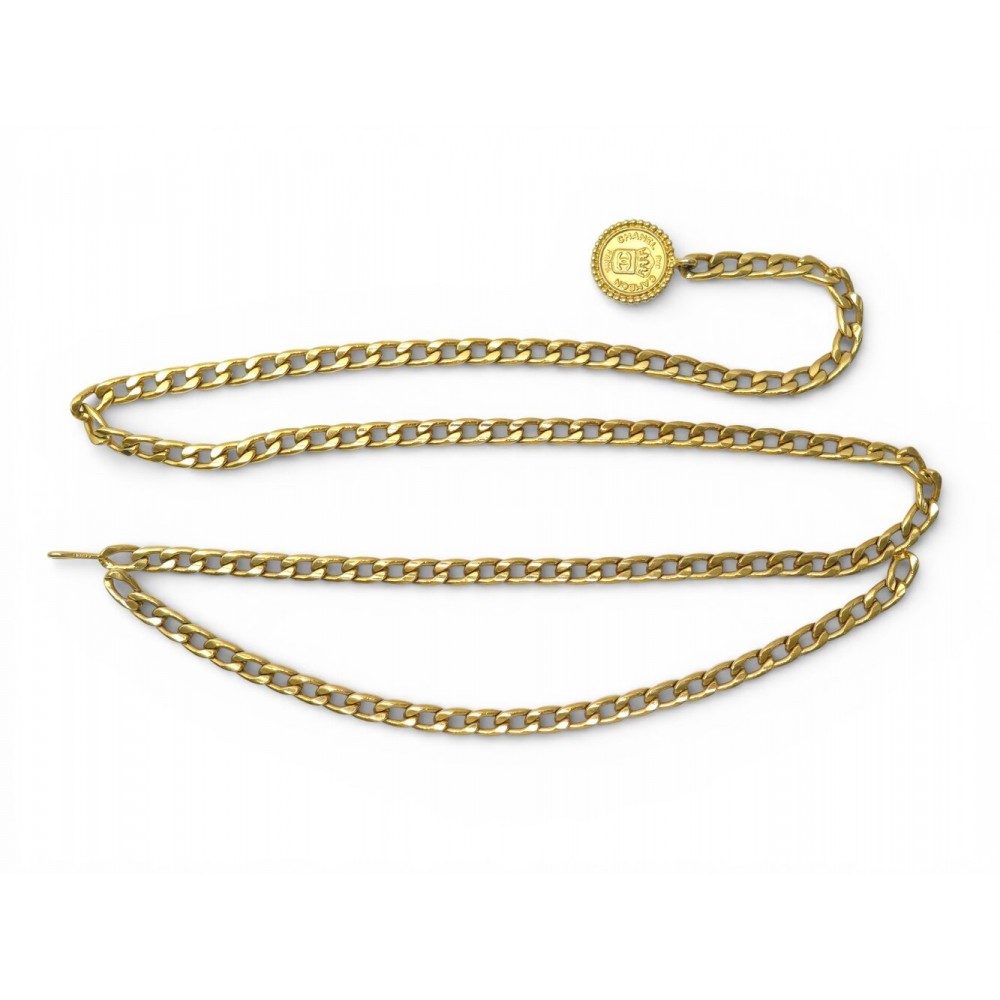 VINTAGE CEINTURE CHANEL CHAINE MEDAILLON CAMBON T 70 A 105 METAL DORE BELT 1810€