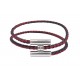 NEUF BRACELET HERMES TOURNIS H068407 18 CM CUIR TRESSE INDIGO GRENAT BANGLE 440€