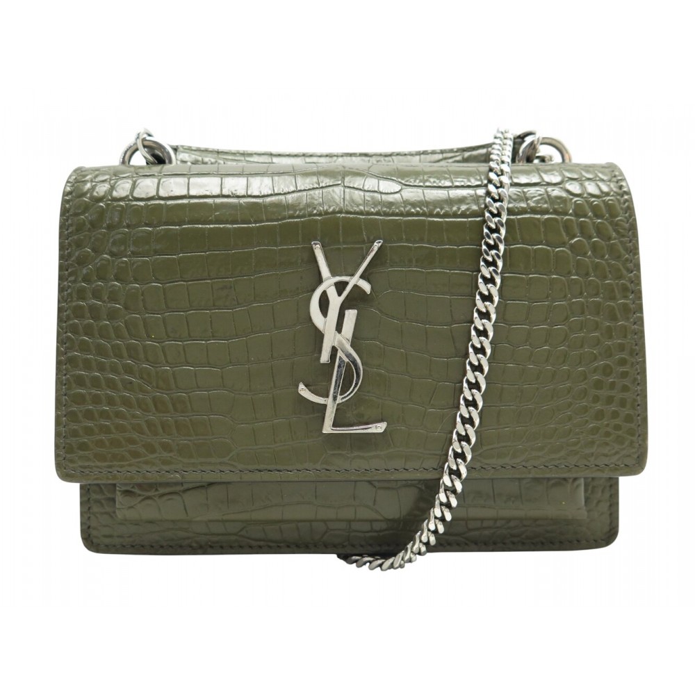 NEUF SAC A MAIN SAINT LAURENT SUNSET TOP HANDLE SMALL CUIR FACON CROCO BAG 2500€