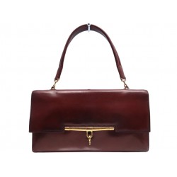 VINTAGE SAC A MAIN HERMES PALONNIER CIRCA 70 EN CUIR BOX ROUGE BORDEAUX HAND BAG