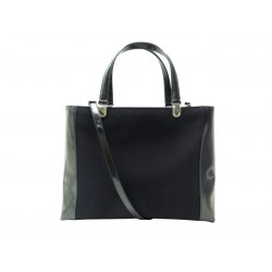 VINTAGE SAC A MAIN LADY DIOR CUIR VERNIS & TOILE BLEU BANDOULIERE HAND BAG 2200€