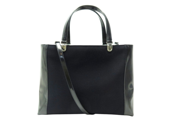 sac a main lady dior cuir vernis toile bleu