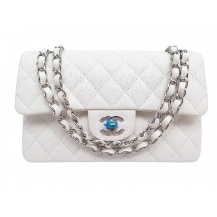NEUF SAC A MAIN CHANEL TIMELESS PETIT CLASSIQUE CUIR CAVIAR BLANC HAND BAG 9900€