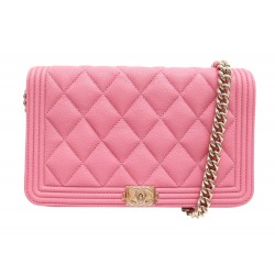 NEUF SAC A MAIN CHANEL WALLET ON CHAIN BOY BANDOULIERE CUIR CAVIAR WOC BAG 3450€