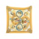 FOULARD HERMES CIRCUS ANNIE FAIVRE CARRE 90 PLISSE EN SOIE JAUNE SILK SCARF 580€