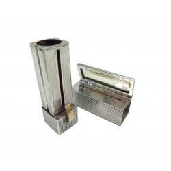 ETUI ROUGE A LEVRES HERMES EN ARGENT MASSIF GUILLOCHE & OR SILVER LIPSTICK CASE