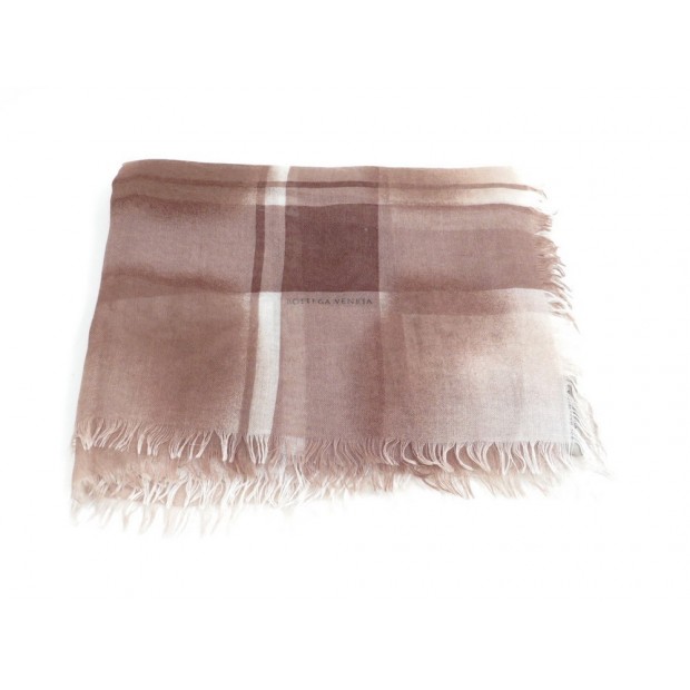 CHALE FOULARD BOTTEGA VENETA 140 CM EN LAINE MARRON BROWN WOOL SCARF 280€