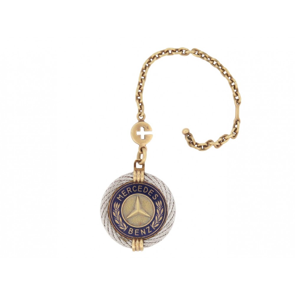 VINTAGE PORTE CLES FRED FORCE 10 X MERCEDES EN OR JAUNE 18K ACIER 31GR KEY RING