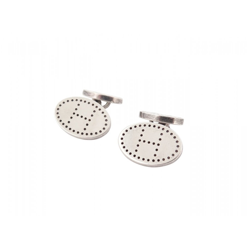 BOUTONS DE MANCHETTES HERMES EVELYNE EN ARGENT MASSIF 925 SILVER CUFFLINKS 650€