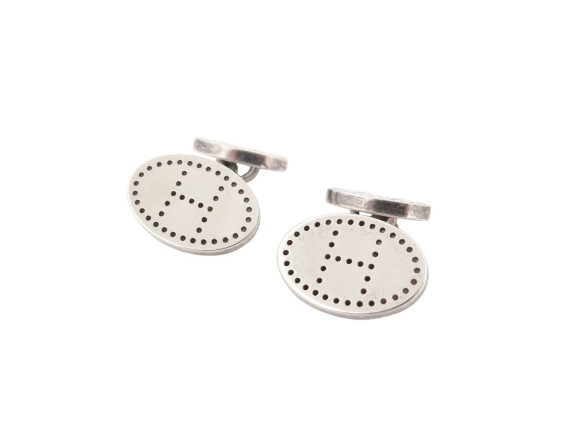 boutons de manchettes hermes evelyne en argent massif