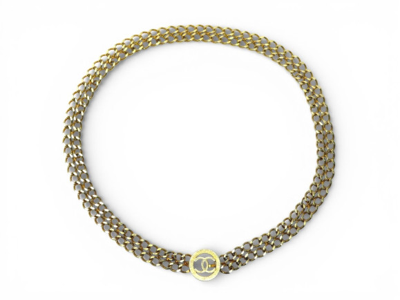  ceinture chanel chaine dore medaillon logo cc