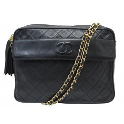 VINTAGE SAC A MAIN CHANEL CAMERA LOGO CC EN CUIR MATELASSE BANDOULIERE BAG 6500€