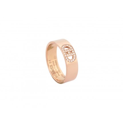NEUF BAGUE HERMES H D'ANCRE PM H115601B DIAMANTS T51 OR ROSE 18K GOLD RING 2750€