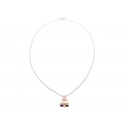 NEUF COLLIER HERMES IRENE EN EMAIL ET METAL DORE ROSE 50 CM ENAMEL NECKLACE 715€