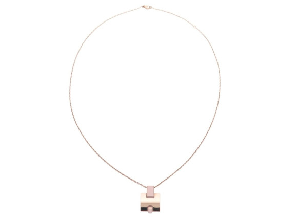  collier hermes irene en email et metal dore rose