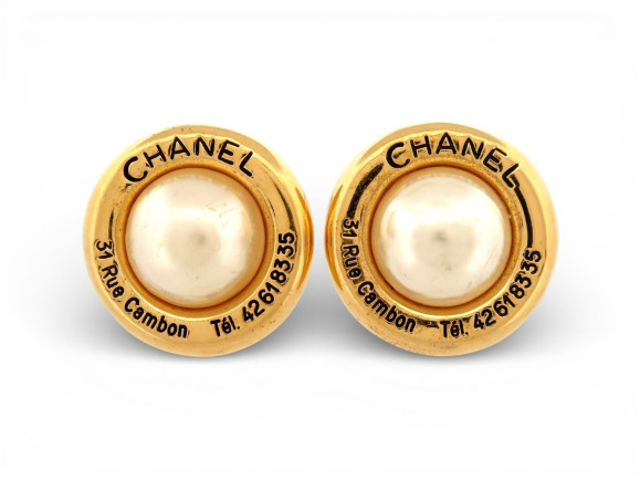 boucles d'oreilles chanel logo cc perles de