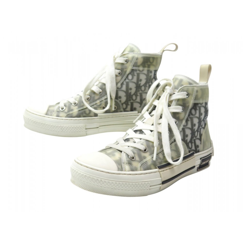 BASKETS CHRISTIAN DIOR B23 LEAGUE HAUTE 37.5 TOILE OBLIQUE BLANC SNEAKERS 990€