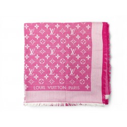 ECHARPE LOUIS VUITTON CHALE MONOGRAM 401910 EN SOIE & CACHEMIRE ROSE SHAWL 550€