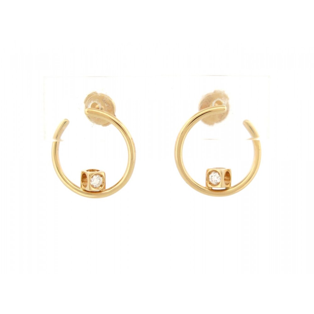 NEUF BOUCLES D'OREILLES DINH VAN CREOLES LE CUBE DIAMANT 808811 EN OR 18K 2090€