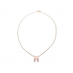 COLLIER PENDENTIF HERMES POP H LAQUE ROSE H147991F085 ET CHAINE PLAQUE OR 470€