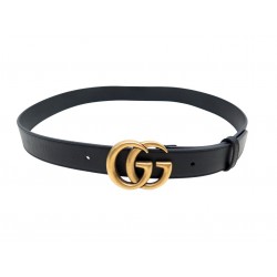 NEUF CEINTURE GUCCI GG MARMONT 414516 T85 BOUCLE LOGO EN CUIR NOIR NEW BELT 430€