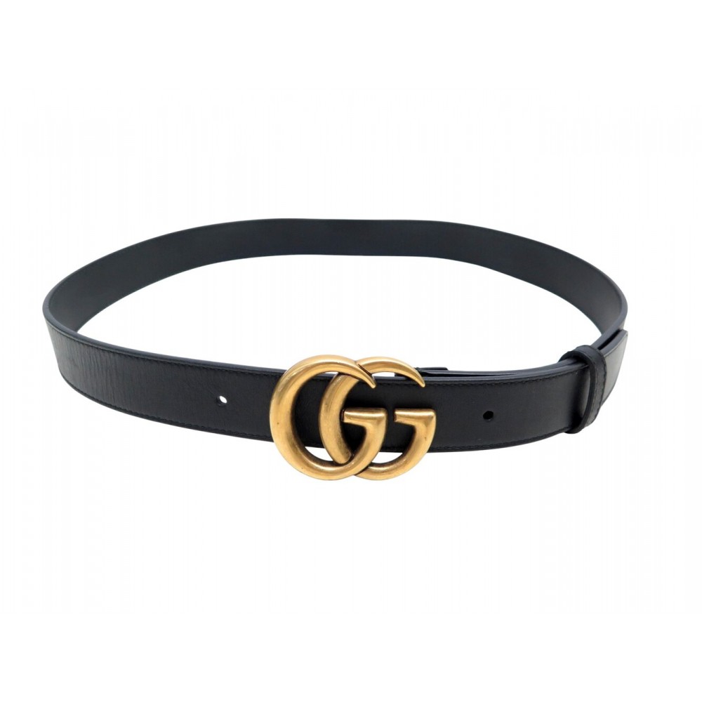 NEUF CEINTURE GUCCI GG MARMONT 414516 T85 BOUCLE LOGO EN CUIR NOIR NEW BELT 430€