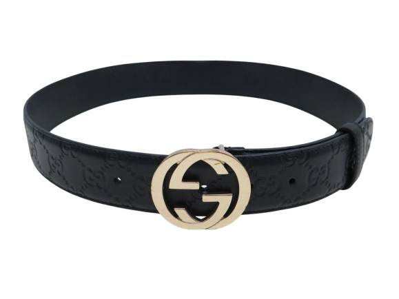 ceinture gucci boucle gg entrelace 370543 t75 en cuir