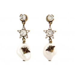 NEUF BOUCLES D'OREILLES DIOR PENDANTES ETOILES PERLES ABEILLES BEE EARRINGS 580€