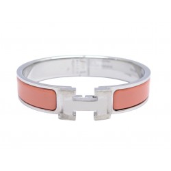 NEUF BRACELET HERMES CLIC H EN EMAIL ROSE SAUMON H700001FP 16 CM BANGLE 690€