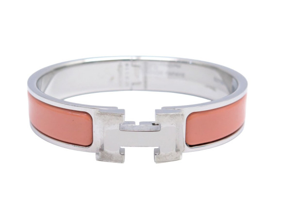 bracelet hermes clic h en email rose saumon