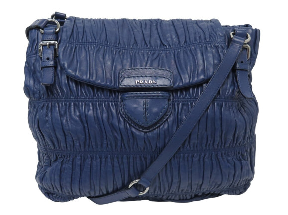 sac a main prada cuir nappa gaufre bleu bandouliere