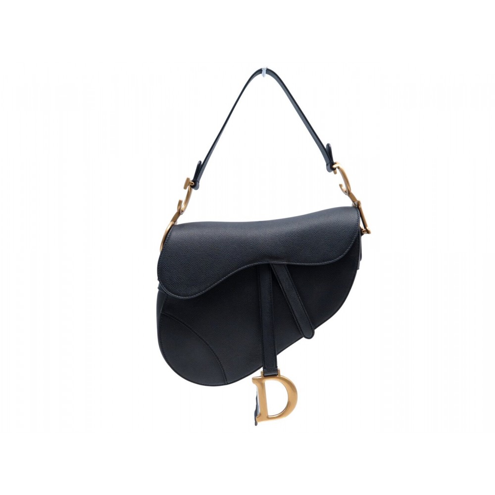 SAC A MAIN CHRISTIAN DIOR SADDLE MEDIUM M0446CBAA CUIR GRAINE NOIR HANDBAG 3900€