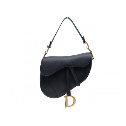 SAC A MAIN CHRISTIAN DIOR SADDLE MEDIUM M0446CBAA CUIR GRAINE NOIR HANDBAG 3900€