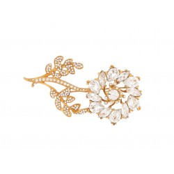 NEUF RARE BROCHE CHRISTIAN DIOR X GIANFRANCO FERRE FLEURS CRISTAUX STRASS BROOCH