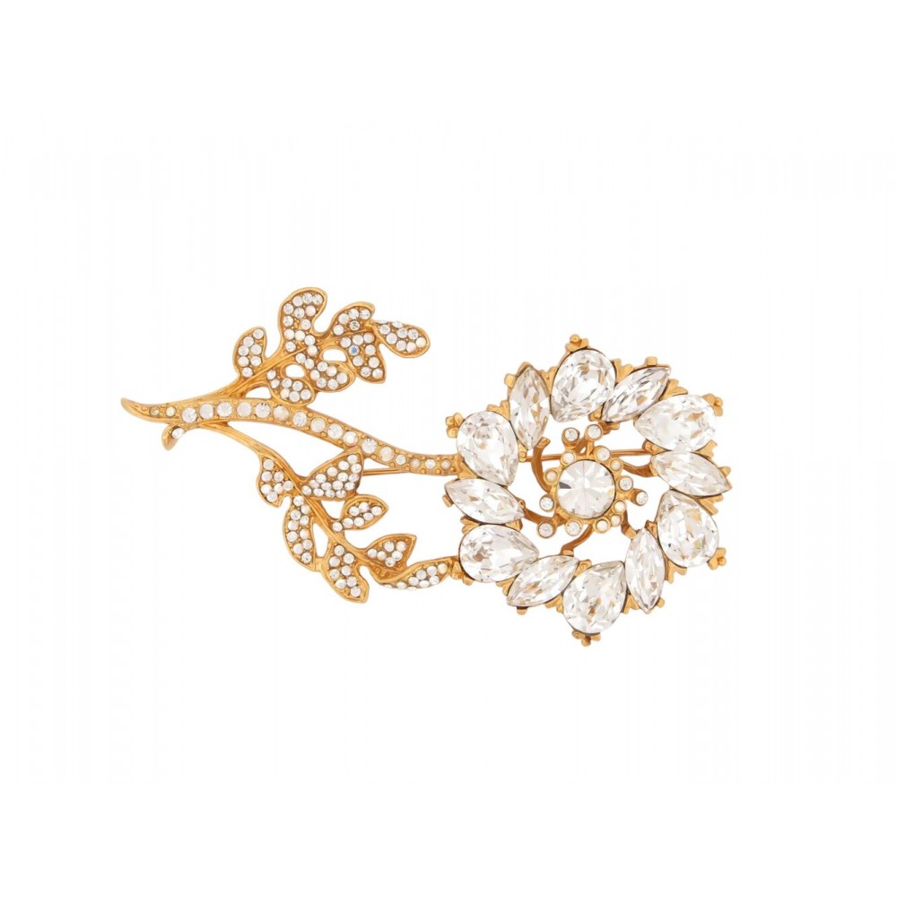 NEUF RARE BROCHE CHRISTIAN DIOR X GIANFRANCO FERRE FLEURS CRISTAUX STRASS BROOCH