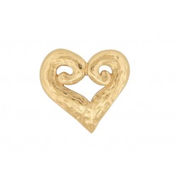 VINTAGE BROCHE YVES SAINT LAURENT GOOSSENS COEUR METAL DORE GOLDEN HEART BROOCH