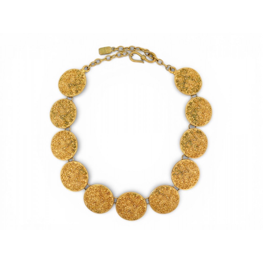 VINTAGE COLLIER YVES SAINT LAURENT GOOSSENS MEDAILLONS PEPITE ARTICULES NECKLACE