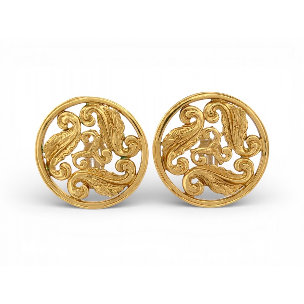 VINTAGE BOUCLES D'OREILLES YVES SAINT LAURENT GOOSSENS ARABESQUES 1980 EARRINGS