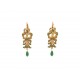 NEUF VINTAGE BOUCLES D'OREILLES CHRISTIAN LACROIX PENDANTES PIERRES VERTES DORE