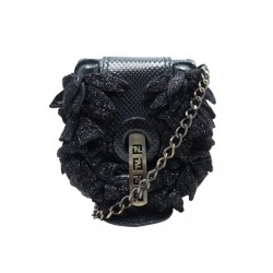 NEUF SAC A MAIN FENDI 8BN164 MINAUDIERE PETALES BRODEES CUIR PYTHON CLUTCH 3500€