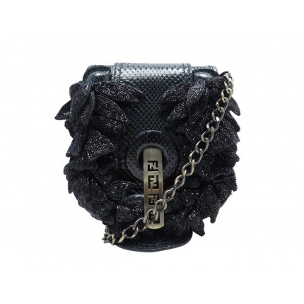 NEUF SAC A MAIN FENDI 8BN164 MINAUDIERE PETALES BRODEES CUIR PYTHON CLUTCH 3500€