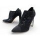 NEUF BOTTINES A TALONS CHANEL DENTELLE NOIRE 36.5 BLACK ANKLE BOOTS SHOES 1600€