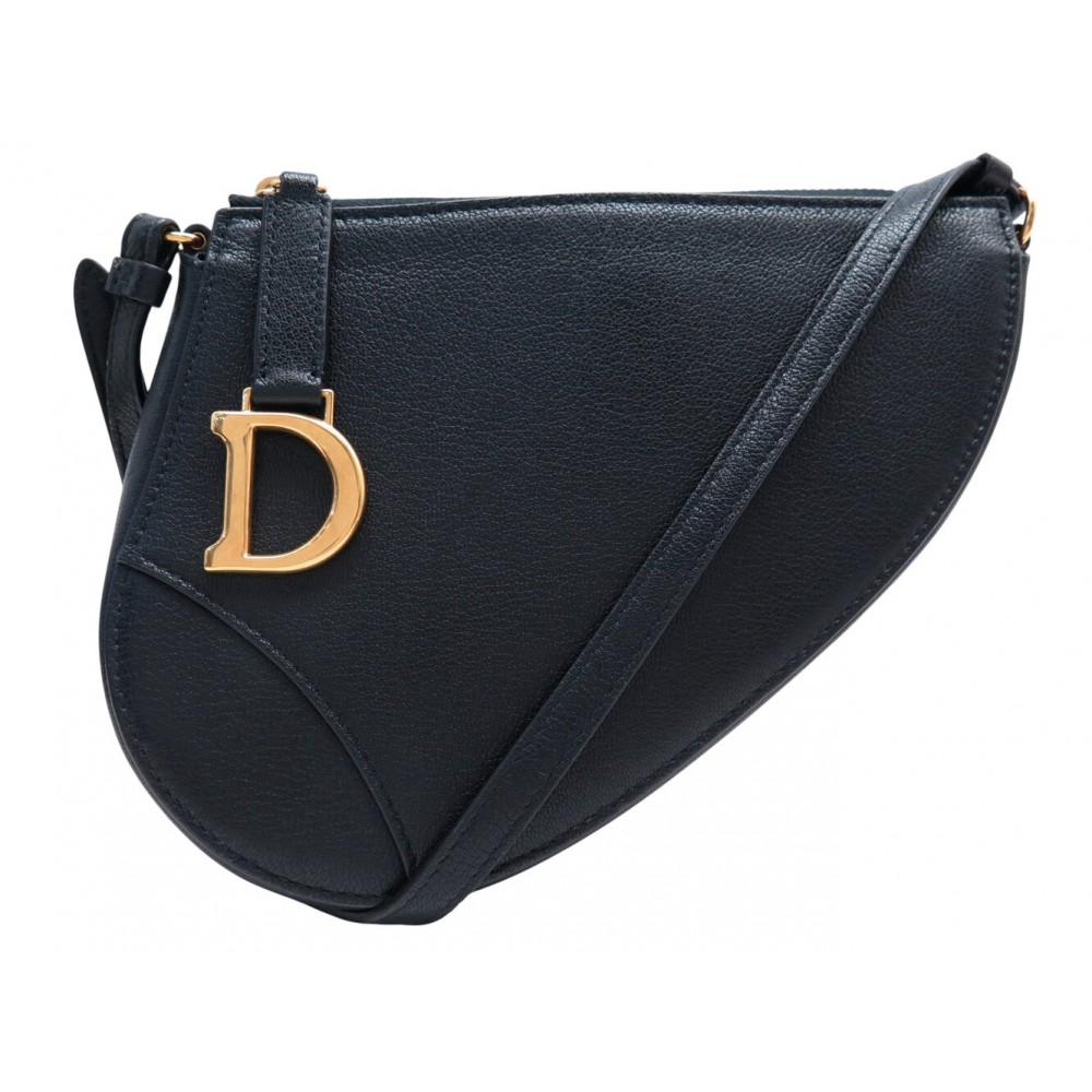 NEUF SAC A MAIN CHRISTIAN DIOR RODEO SADDLE CUIR NOIR NEW HAND BAG PURSE 2000€