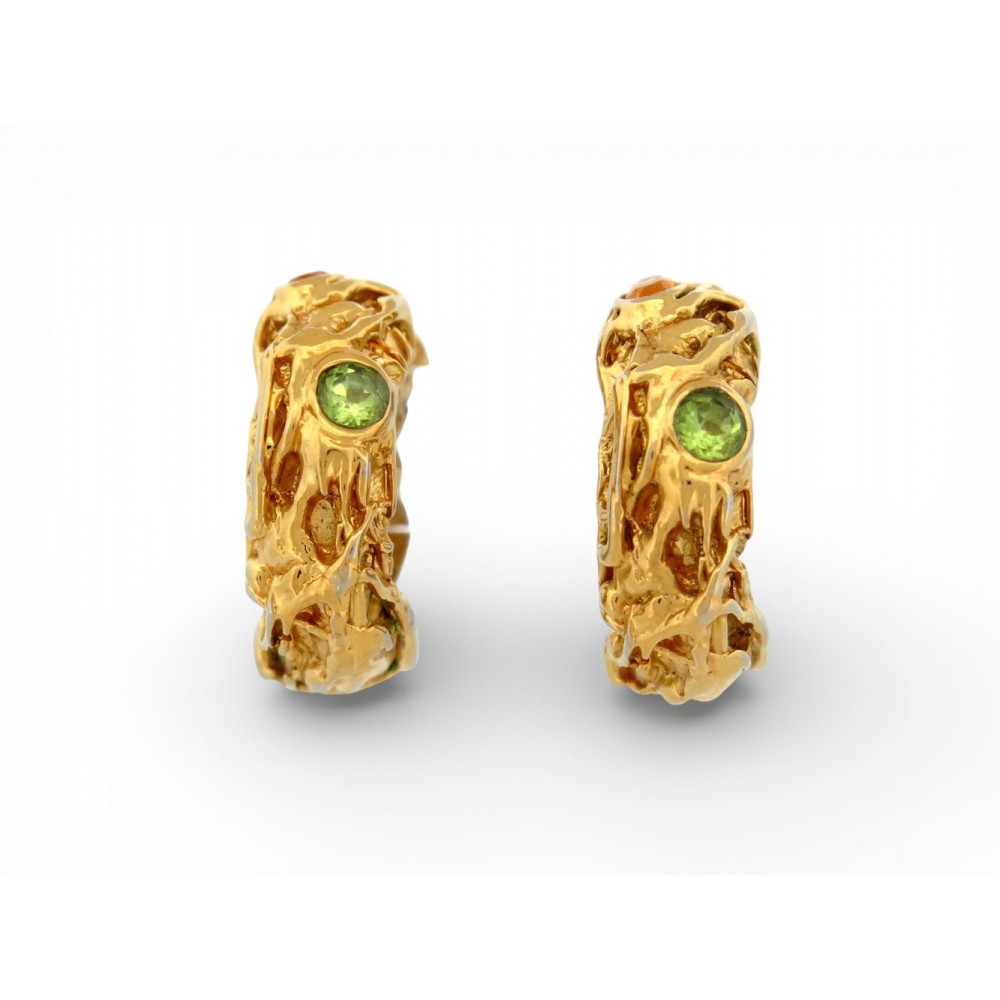 VINTAGE BOUCLES D OREILLES YVES SAINT LAURENT GRANDES CREOLES PIERRES EARRINGS