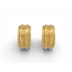 VINTAGE BOUCLES D OREILLES YVES SAINT LAURENT RANDES CREOLES METAL DORE EARRINGS