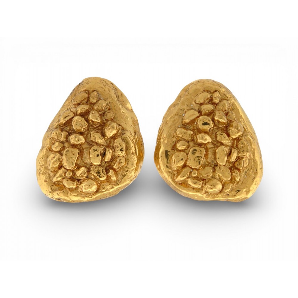VINTAGE GRANDES BOUCLES D'OREILLES YVES SAINT LAURENT PEPITEES GOOSSENS EARRINGS