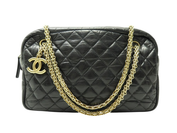 sac a main chanel camera matelasse cc logo cuir noir