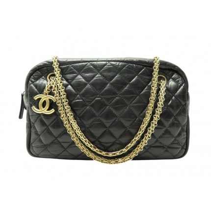 SAC A MAIN CHANEL CAMERA MATELASSE CC LOGO CUIR NOIR BANDOULIERE HAND BAG 6500€