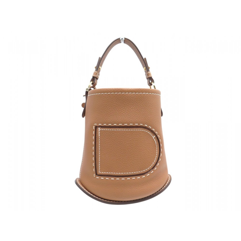 NEUF SAC A MAIN DELVAUX SEAU PINI MINI EN CUIR TAURILLON SURPIQURE BAG NEW 2500€