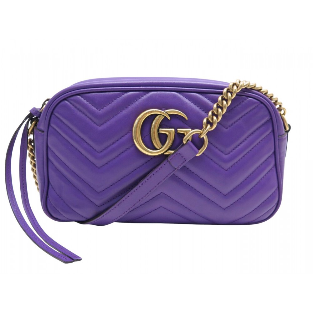 SAC A MAIN GUCCI GG MARMONT SMALL 447632 CUIR VIOLET BANDOULIERE HAND BAG 1650€